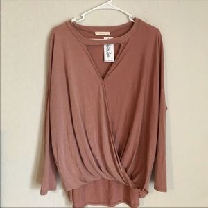 Long sleeve keyhole top